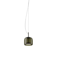 Load image into Gallery viewer, Jube S LED Pendant Light in Matt Black/Old Green Transparent.
