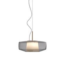 Load image into Gallery viewer, Plisse&#39; LED Pendant Light in Matt Bronze 2/Smoky Pongee Silk.
