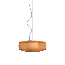 Load image into Gallery viewer, Plisse&#39; LED Pendant Light in Matt Steel/Dark Amber.
