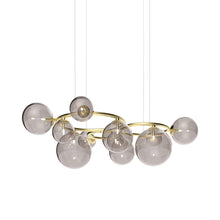 Load image into Gallery viewer, Puppet Ring Pendant Light in Matt Gold/Smoky Transparent(55-Inch/11-Light).
