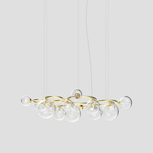 Load image into Gallery viewer, Puppet Ring Pendant Light in Matt Gold/Crystal Transparent(72-Inch/15-Light).
