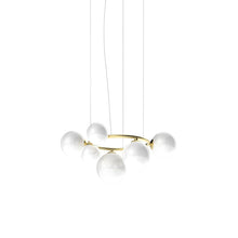 Load image into Gallery viewer, Puppet Ring Pendant Light in Matt Gold/White Shaded(39-Inch/7-Light).
