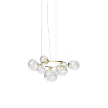 Load image into Gallery viewer, Puppet Ring Pendant Light in Matt Gold/Crystal Transparent(39-Inch/7-Light).
