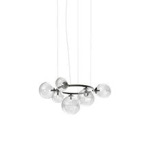 Load image into Gallery viewer, Puppet Ring Pendant Light in Matt Black Nickel/Crystal Transparent(39-Inch/7-Light).
