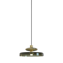 Load image into Gallery viewer, Tread LED Pendant Light in Matt Gold/Old Green.
