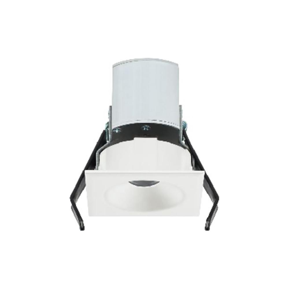 ENTRA Niche 2-Inch Square LED Fixed Downlight Recessed Housing in White.