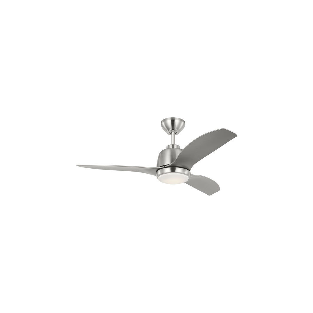 Avila Outdoor LED Ceiling Fan in Brushed Steel (44-Inch).