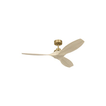Load image into Gallery viewer, Collins Outdoor Ceiling Fan in Brushed Brass / Washed White Oak (52-Inch).
