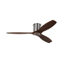 Load image into Gallery viewer, Collins Smart Hugger Outdoor Ceiling Fan in Brushed Steel/Dark Walnut.
