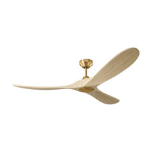 Load image into Gallery viewer, Maverick Outdoor Ceiling Fan in Burnished Brass/Washed White Oak (60-Inch).
