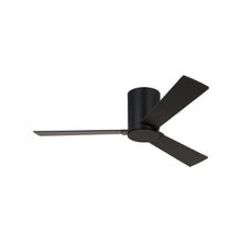 Load image into Gallery viewer, Rozzen Hugger Outdoor Ceiling Fan in Midnight Black/Midnight Black/American Walnut (44-Inch).
