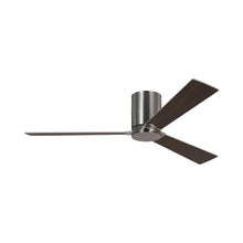 Load image into Gallery viewer, Rozzen Hugger Outdoor Ceiling Fan in Brushed Steel/Silver/American Walnut (52-Inch).
