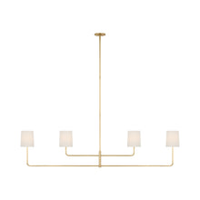 Load image into Gallery viewer, Go Lightly Linear Chandelier in Soft Brass/Linen (4-Light).
