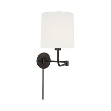 Load image into Gallery viewer, Go Lightly Swing Arm Wall Light in Bronze/Linen.
