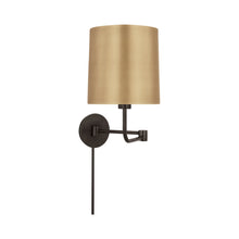 Load image into Gallery viewer, Go Lightly Swing Arm Wall Light in Bronze/Soft Brass.
