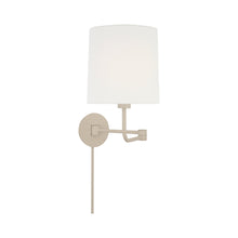 Load image into Gallery viewer, Go Lightly Swing Arm Wall Light in China White/Linen.
