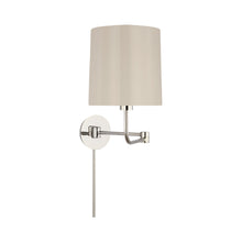 Load image into Gallery viewer, Go Lightly Swing Arm Wall Light in Polished Nickel/China White.
