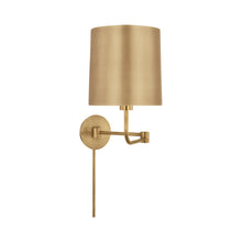 Load image into Gallery viewer, Go Lightly Swing Arm Wall Light in Soft Brass.
