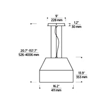Load image into Gallery viewer, Bling LED Pendant Light - line drawing.
