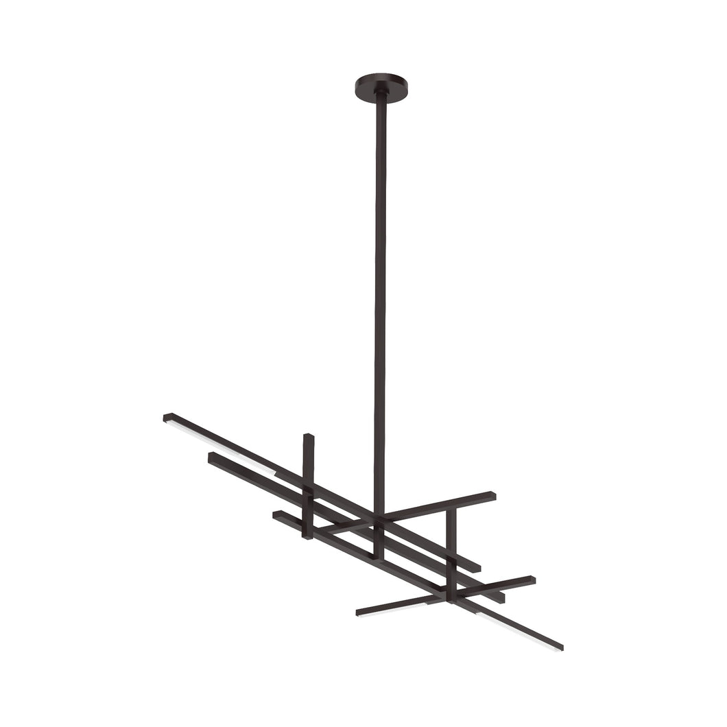 Cityscape Stacked Linear LED Chandelier in Bronze.