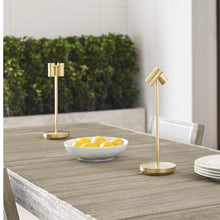 Load image into Gallery viewer, Doppia LED Table Lamp in Outside Area.

