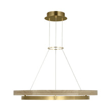 Load image into Gallery viewer, Grace LED Chandelier in Hand Rubbed Antique Brass/Natural Oak (36-Inch).
