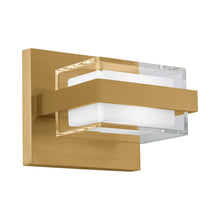 Load image into Gallery viewer, Kamden 1-Light LED Bath Wall Light in Natural Brass.
