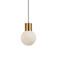 Load image into Gallery viewer, Mina LED Pendant Light in Hand Rubbed Antique Brass/White Cord.
