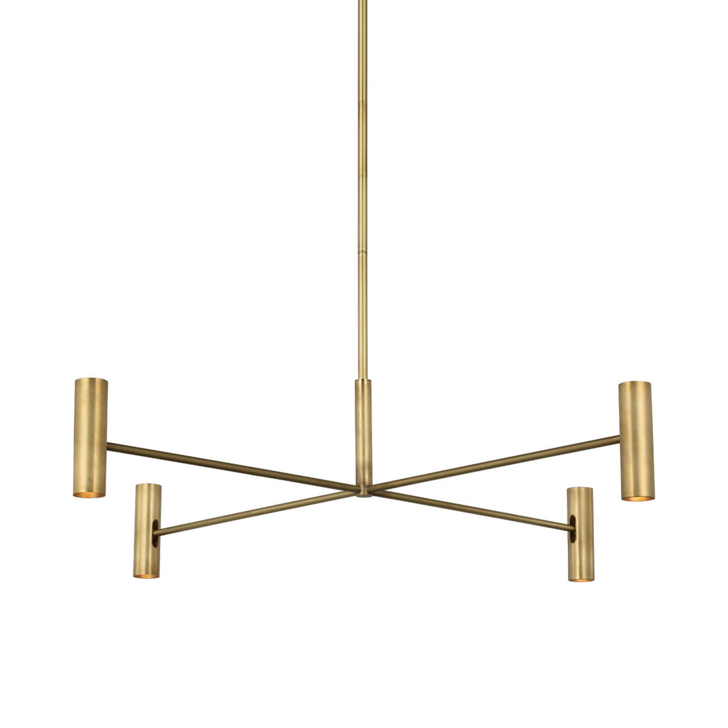 Ponte LED Chandelier in Hand Rubbed Antique Brass.