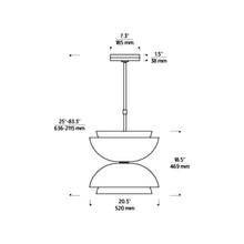 Load image into Gallery viewer, Shanti LED Pendant Light - line drawing.
