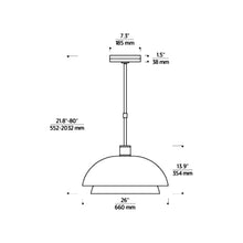 Load image into Gallery viewer, Shanti LED Pendant Light - line drawing.
