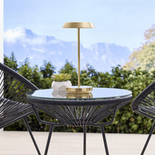 Load image into Gallery viewer, Tepa LED Table Lamp in Outside Area.
