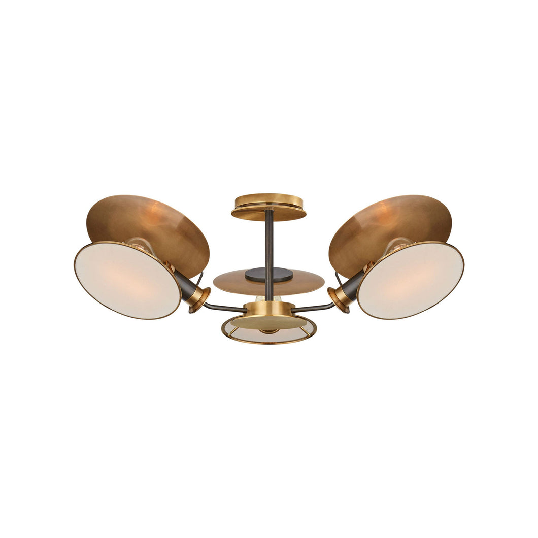 Osiris Asymmetric Semi Flush Mount Ceiling Light in Bronze/Antique Brass (Medium).
