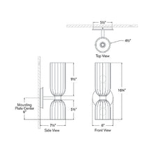 Load image into Gallery viewer, Asalea LED Bath Double Wall Light - line drawing.
