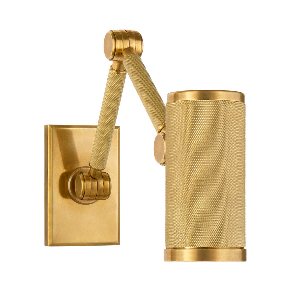 Barrett LED Mini Swing Arm Wall Light in Natural Brass.