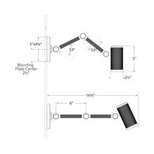 Load image into Gallery viewer, Barrett LED Mini Swing Arm Wall Light - line drawing.
