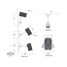 Load image into Gallery viewer, Barrett LED Mini Wall Light - line drawing.
