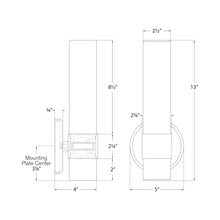 Load image into Gallery viewer, Barton LED Bath Wall Light - line drawing.
