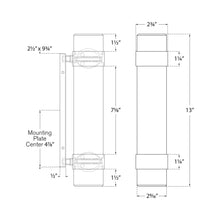Load image into Gallery viewer, Barton Vertical LED Bath Wall Light - line drawing.
