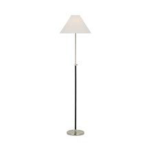Load image into Gallery viewer, Basden Adjustable Floor Lamp in Polished Nickel/Black Rattan.

