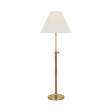 Load image into Gallery viewer, Basden Table Lamp in Antique-Burnished Brass/Natural Rattan.
