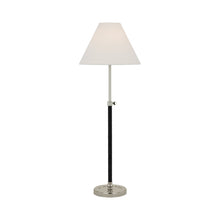 Load image into Gallery viewer, Basden Table Lamp in Polished Nickel/Black Rattan.
