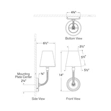 Load image into Gallery viewer, Basden Wall Light - line drawing.
