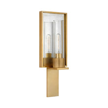 Load image into Gallery viewer, Beza Reflector Wall Light in Antique Brass/Antique Mirror.

