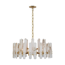 Load image into Gallery viewer, Bonnington Chandelier in Hand-Rubbed Antique Brass/Alabaster (Large).
