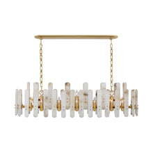 Load image into Gallery viewer, Bonnington Linear Chandelier in Hand-Rubbed Antique Brass/Alabaster.
