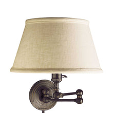 Load image into Gallery viewer, Boston Swing Arm Linen Shade Wall Light in Detail.
