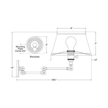 Load image into Gallery viewer, Boston Swing Arm Linen Shade Wall Light - line drawing.

