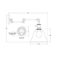 Load image into Gallery viewer, Boston Swing Arm SLE Wall Light - line drawing.
