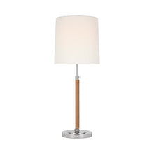 Load image into Gallery viewer, Bryant Table Lamp in Polished Nickel/Natural Leather/Wrapped (12-Inch).
